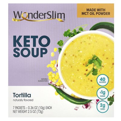 Wonderslim, Keto-Suppe, Tortilla, 7 Packungen, 0,36 oz (10 g) Wonderslim, Keto-Suppe, Tortilla, 7 Packungen, 0,36 oz (10 g)