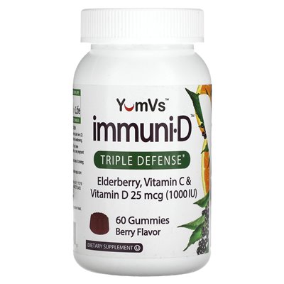 Yumvs, bzak, vitamin C and vitamin D, Triple Defense, Berry, 60 Gummies
