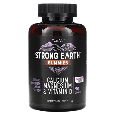 YumV's, Strong Earth Gummies, Calcium Magnesium & Vitamin D, Raspberry, 90 Gummies YumV's, Strong Earth Gummies, Calcium Magnesium & Vitamin D, Raspberry, 90 Gummies