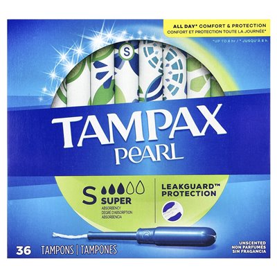 Tampax, Pearl, Super, bezzapachowe, 36 tamponów Tampax, Pearl, Super, bezzapachowe, 36 tamponów