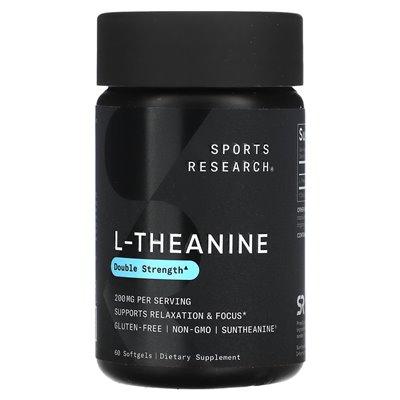 Sports Research, L-Teanina, Podwójna Siła, 200 mg, 60 Softgeli Sports Research, L-Teanina, Podwójna Siła, 200 mg, 60 Softgeli