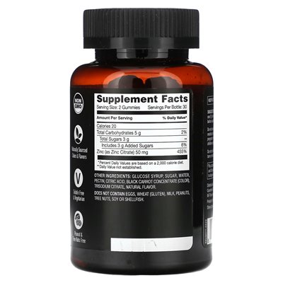 Yumvs, mocne gumie ziemskie, cynk, maksymalna siła, jagoda, 50 mg, 60 gummy (25 mg na gumę)