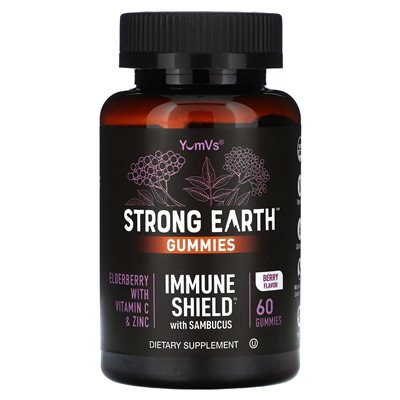 Yumvs, Strong Earth Gummies, Sambucus Immune Shield, Beere, 60 Gummies