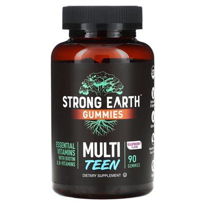 Yumvs, strong earth gummies, multi teens, raspberry, 90 gumzy