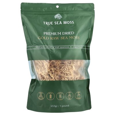 True Sea Moss, premium wysuszony złoty surowy mche morskie, 1 funt (453 g)