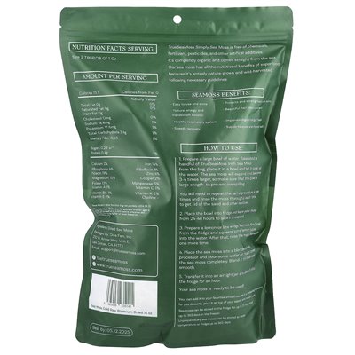 True Sea Moss, premium wysuszony złoty surowy mche morskie, 1 funt (453 g)
