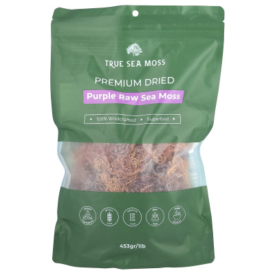 True Sea Moss, Purple Raw Sea Moss, 1 funt (453 g) True Sea Moss, Purple Raw Sea Moss, 1 funt (453 g)