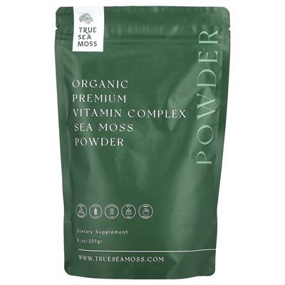 True Sea Moss, Organic Premium Vitamin Complex Mos Moss proszek, 8 uncji (227 g)