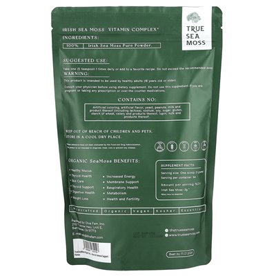 True Sea Moss, Organic Premium Vitamin Complex Mos Moss proszek, 8 uncji (227 g)