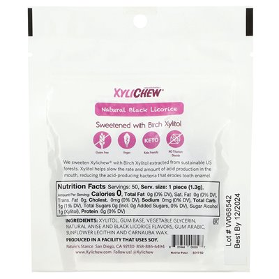 Xylident, Xylichew, Natural Black Licorice, 50 Pieces, 2.29 Ounces (65 G)