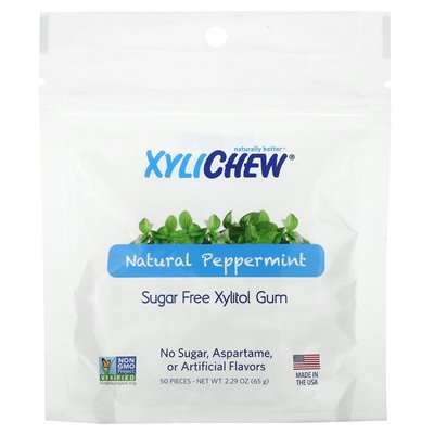 Ksylent, bez cukru guma ksylitolu, naturalna mięta pieprzowa, 50 sztuk, 2,29 uncji (65 g)