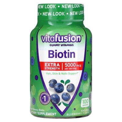 Vitafusion, Biotin Gummy Vitamins, Extra Strength, Natural Berry, 5000 mcg, 100 gummies (2500 mcg per gummy)
