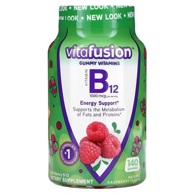 Vitafusion, witamina B12, naturalna malina, 1000 mcg, 140 gummy (500 mcg na gumę)