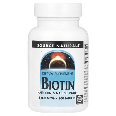 Źródło Naturals, Biotyna, 5000 mcg, 200 tabletek