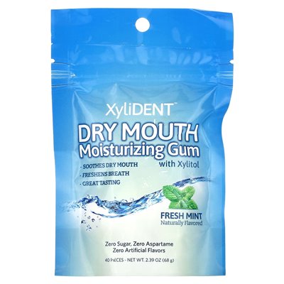 Xylent, Dry Mouth Moisturizing Gum with Xylitol, Fresh Mint, 40 Pieces, 2.39 Ounces (68 G)