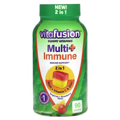 Vitafusion, wielo+ gumowate witaminy, mandaryna i truskawki, 90 gummy