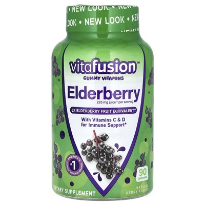 Vitafusion, gumowate witaminy, bzy czarnej z witaminami C&ampD, Natural Berry, 90 Gummies