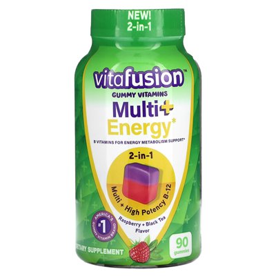 Vitafusion, Multi + Energy, Raspberry + Black Tea, 90 Gummies