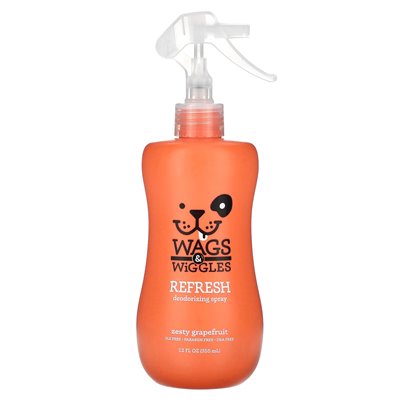 WAGS &amp WIGGLES, Odśwież dezodoryzujący spray, grejpfrut zbity, 12 fl oz (355 ml)
