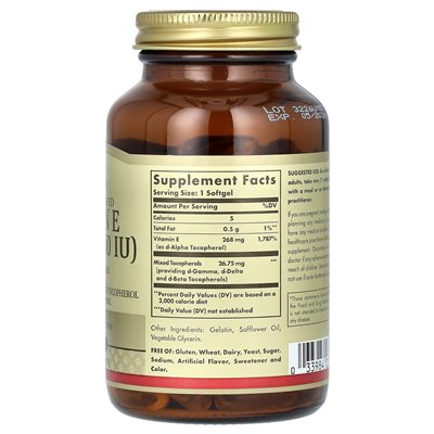 Solgar Vitamin E aus natürlichen Quellen, 268 mg (400 IE), 100 Kapseln