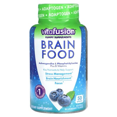 VitaFusion, Brain Food Gummies, Blueberry, 50 Gummies VitaFusion, Brain Food Gummies, Blueberry, 50 Gummies