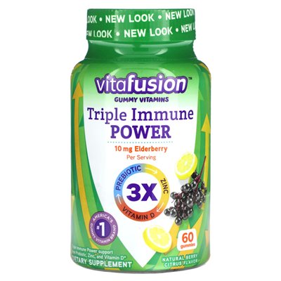 Vitafusion, Dreifache Immunenergie, Natürliche Beeren-Zitrusfrüchte, 60 Gummibärchen