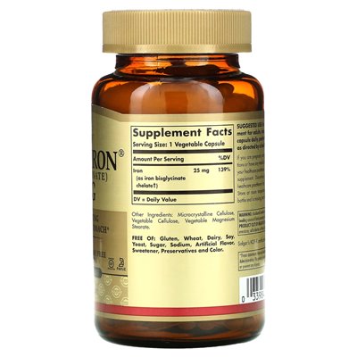 Solgar, Gentle Iron, 25 mg, 180 kapsułek roślinnych Solgar, Gentle Iron, 25 mg, 180 kapsułek roślinnych