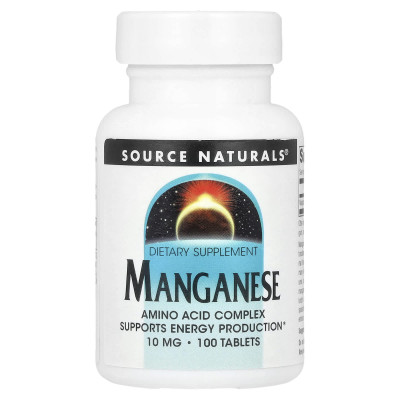 Źródło Naturals, mangan, 10 mg, 100 tabletek