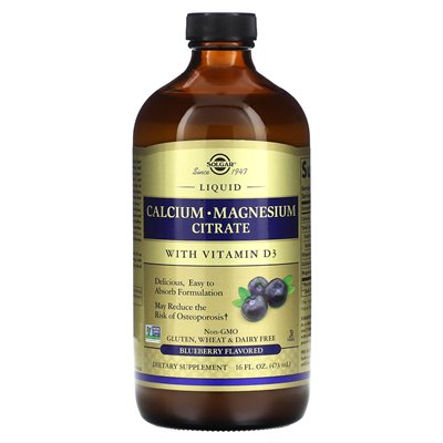 Solgar, Calcium-Magnesium-Citrat mit Vitamin D3, Beere, 16 fl oz (473 ml)
