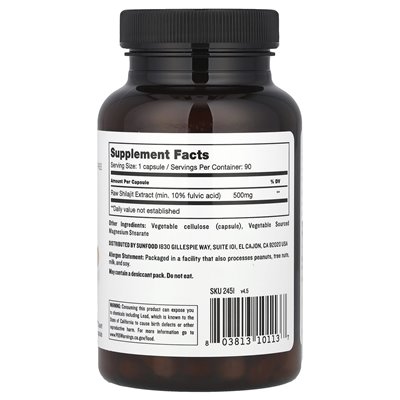 Sunfood, Shilajit, 500 mg, 90 Kapseln