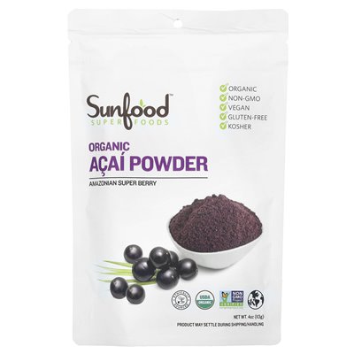 Sunfood, organiczny proszek acai, 4 uncje (113 g)