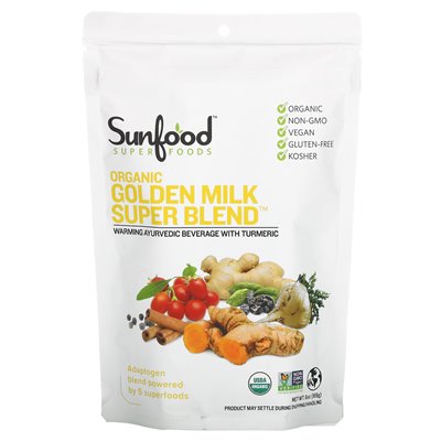 Sunfood, organiczne złote mleko super mieszanie proszku, 6 uncji (168 g)