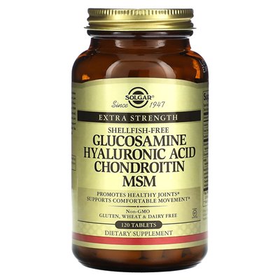 Solgar, glukozamina kwas hialuronowy chondroityna MSM, 120 tabletek