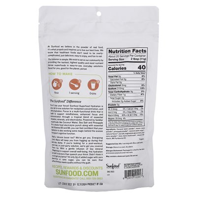 Sunfood, Superfood Hydration Focus, Pineapple Acai, 8 uncji (227 g) Sunfood, Superfood Hydration Focus, Pineapple Acai, 8 uncji (227 g)