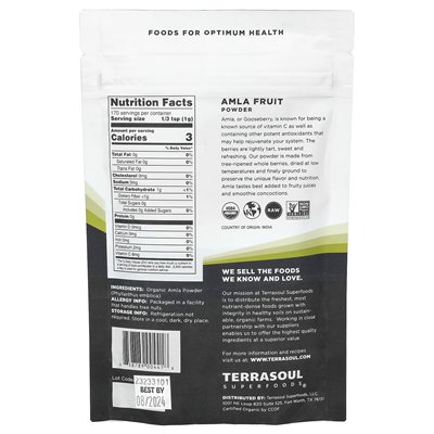 Terrasoul Superfoods, Amla Powder, Indian Gooserberry, 6 uncji (170 g) Terrasoul Superfoods, Amla Powder, Indian Gooserberry, 6 uncji (170 g)