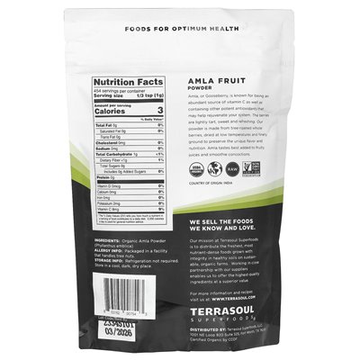 Terrasoul Superfoods, Amla Powder, 16 uncji (454 g) Terrasoul Superfoods, Amla Powder, 16 uncji (454 g)