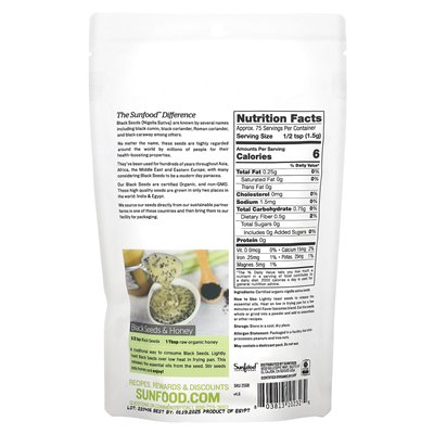 Słońce, organiczne czarne nasiona, 4 uncje (113 g) Słońce, organiczne czarne nasiona, 4 uncje (113 g)