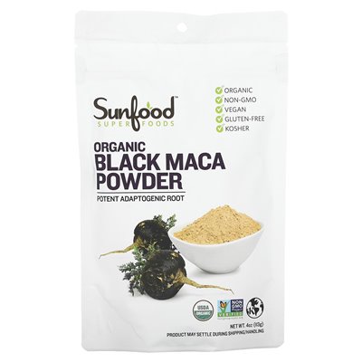 Sunfood, Superfoods, Organic Black Maca Powder, 4 uncje (113 g)