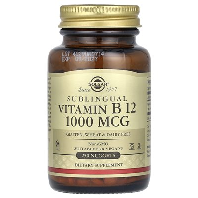Solgar, Sublingual Vitamin B12, 1000 mcg, 250 Nuggets