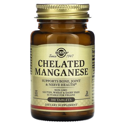 Solgar, Chelated Manganese, 100 Tablets