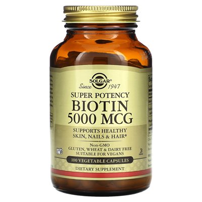Solgar, Biotin, 5000 mcg, 100 vegetarische Kapseln