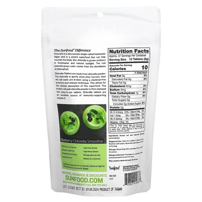 Sunfood, Tabletki Chlorelli z Niepękniętą Ścianką Komórkową, 250 mg, 452 tabletek, 4 uncji (113 g) Sunfood, Tabletki Chlorelli z Niepękniętą Ścianką Komórkową, 250 mg, 452 tabletek, 4 uncji (113 g)