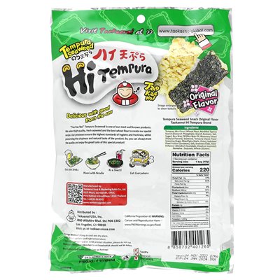 Tao Kae Noi, Hitempura-Algensnack, Original, 1,41 oz (40 g)