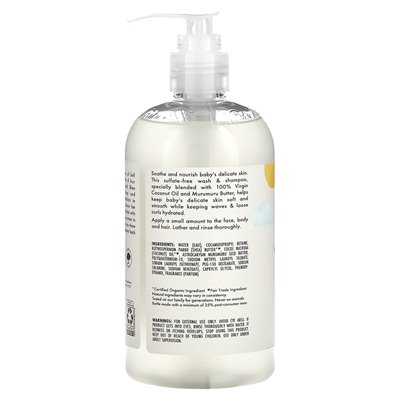 Sheamoisture, Baby Wash &amp Shampoo, 100% Virgin Coconut Oil, 13 Fl Oz (384 ml)