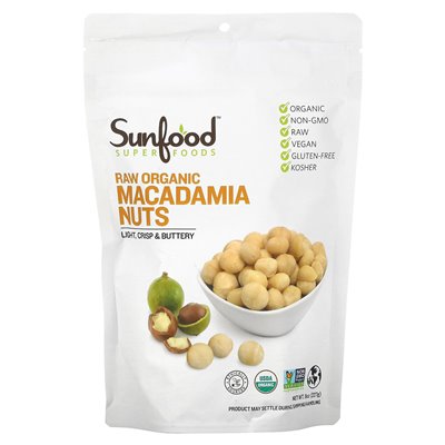 Sunfood, Raw Organic Macadamia Nuts, 8 uncji (227 g) Sunfood, Raw Organic Macadamia Nuts, 8 uncji (227 g)
