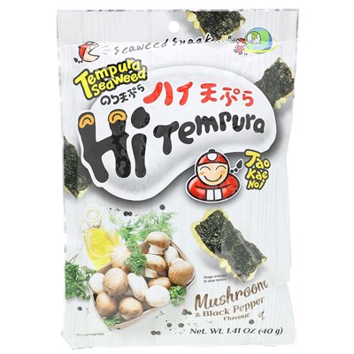 Tao Kae Noi, Hitempura Seaweed Snack, grzyb i czarny pieprz, 1,41 uncji (40 g)