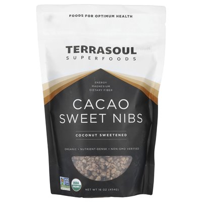 Terrasoul Superfoods, Cacao Sweet Nibs, kokosowe słodzone, 16 uncji (454 g)