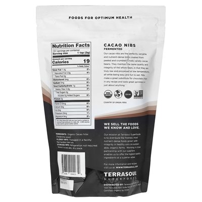 Terrasoul Superfoods, Cacao Nibs, fermentowane, 16 uncji (454 g)
