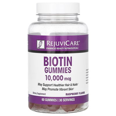 Rejuvicare, Biotin Gummy, Raspberry, 10,000 mcg, 60 gummies (5,000 mcg per gummy)