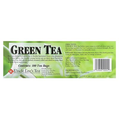 Uncle Lee's Tea, Legends of China, Grüner Tee, 100 Teebeutel, 5,64 Unzen Uncle Lee's Tea, Legends of China, Grüner Tee, 100 Teebeutel, 5,64 Unzen